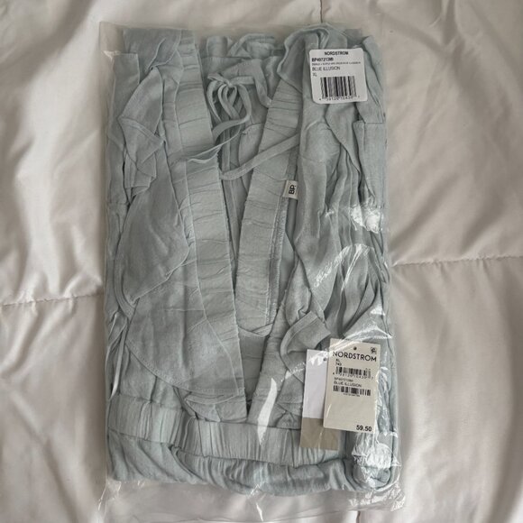 BP Women's Ruffle Trim Blue Illusion Ruffles V Neck Mini Dress Size XL NWT - Picture 2 of 4